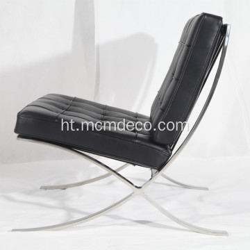 Knoll Barcelone Leather Lounge Prezidan Repwodiksyon